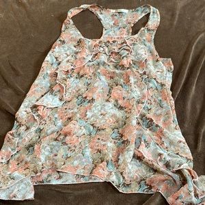 floral ruffle tank top
